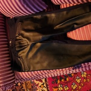 Faux leather-front leggings